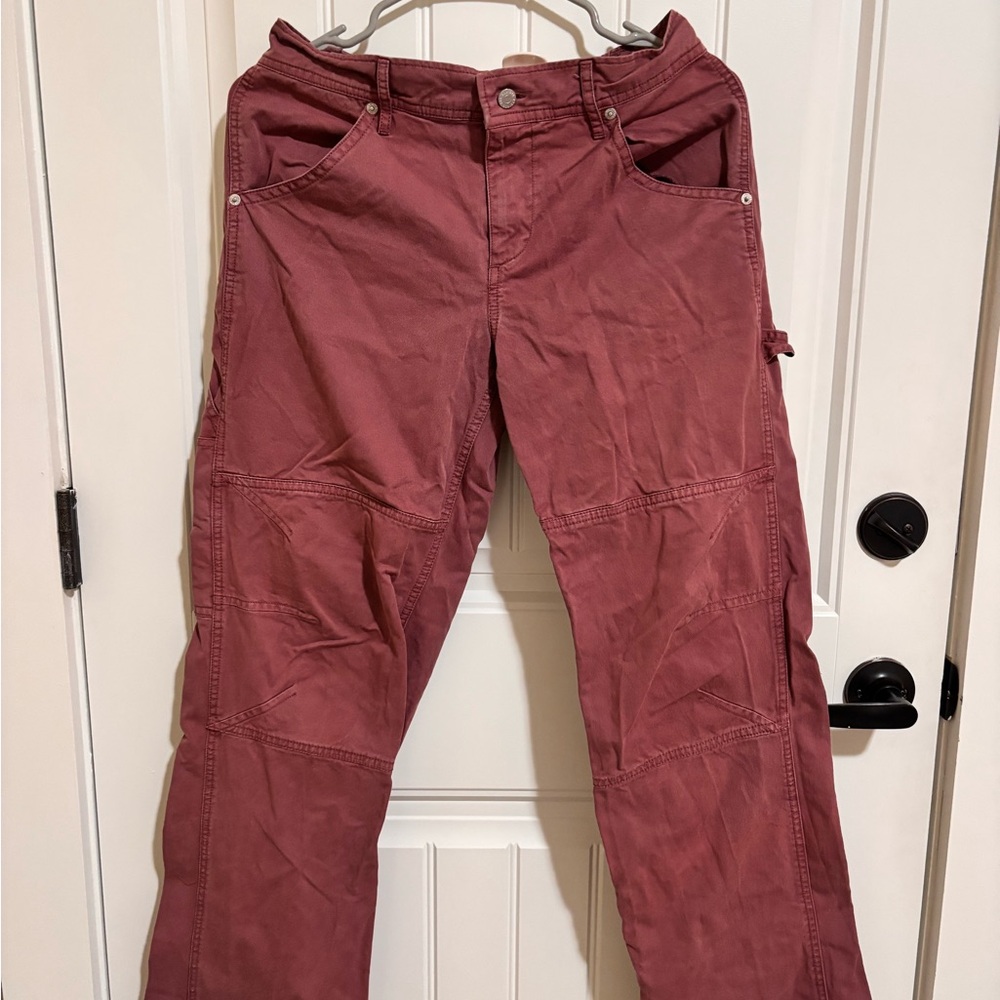 BDG Red Cargo Pants with Reinforced Knees